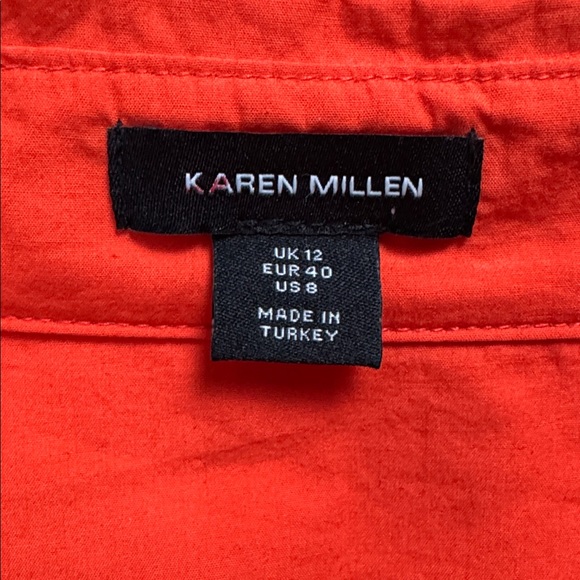 Karen Millen Orange Tailored Belted Poplin Maxi Button Up Down Shirt Dress sz 8 - Picture 12 of 13